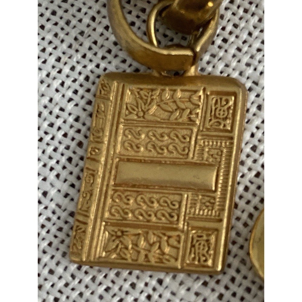 VTG 80's Gold Tone Horsebit Equestrian Chain Belt Double Ring Link 44" Long Adj - Picture 3 of 7